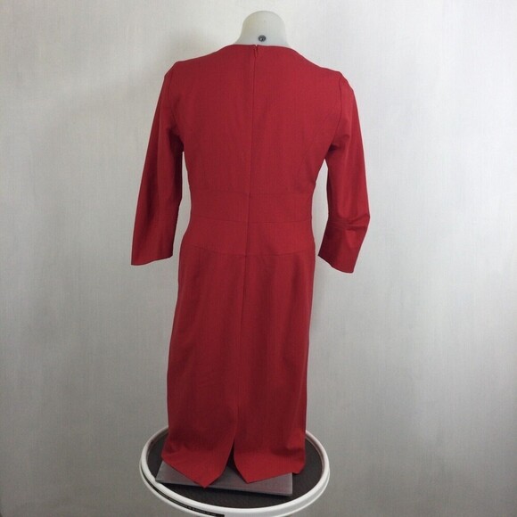 Lafayette 148 New York Dress Wool Blend Center Pleated Sheath Dress Red size 6 - Picture 3 of 7